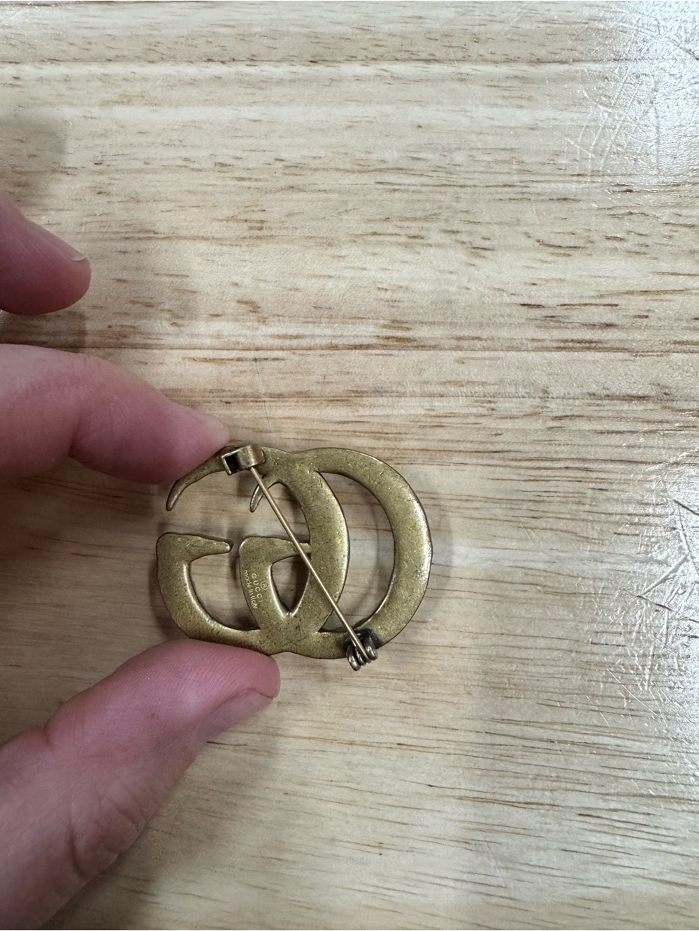 Gucci Gold-Tone Double G Multicolor Crystal Brooch - Picture 2 of 2